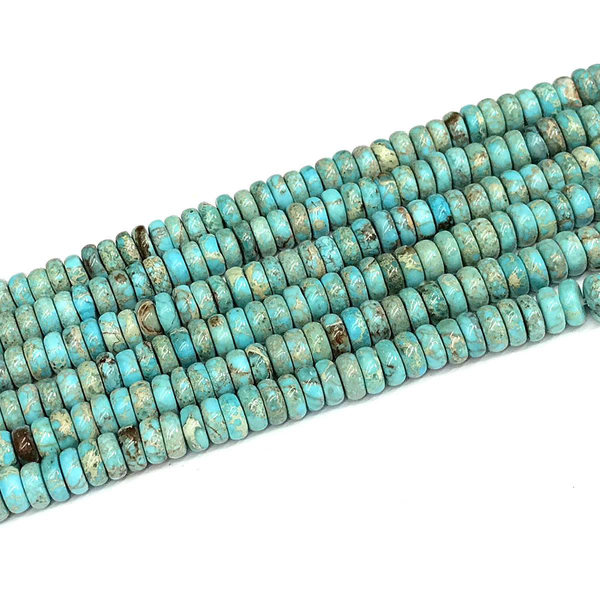 CJP607 Blue Sea Sediment Jasper Beads Smooth Rondelle 2.5x6mm 15" Strand