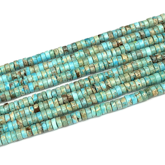 CJP610 Blue Sea Sediment Jasper Beads Smooth Heishi 3x4mm 15" Strand