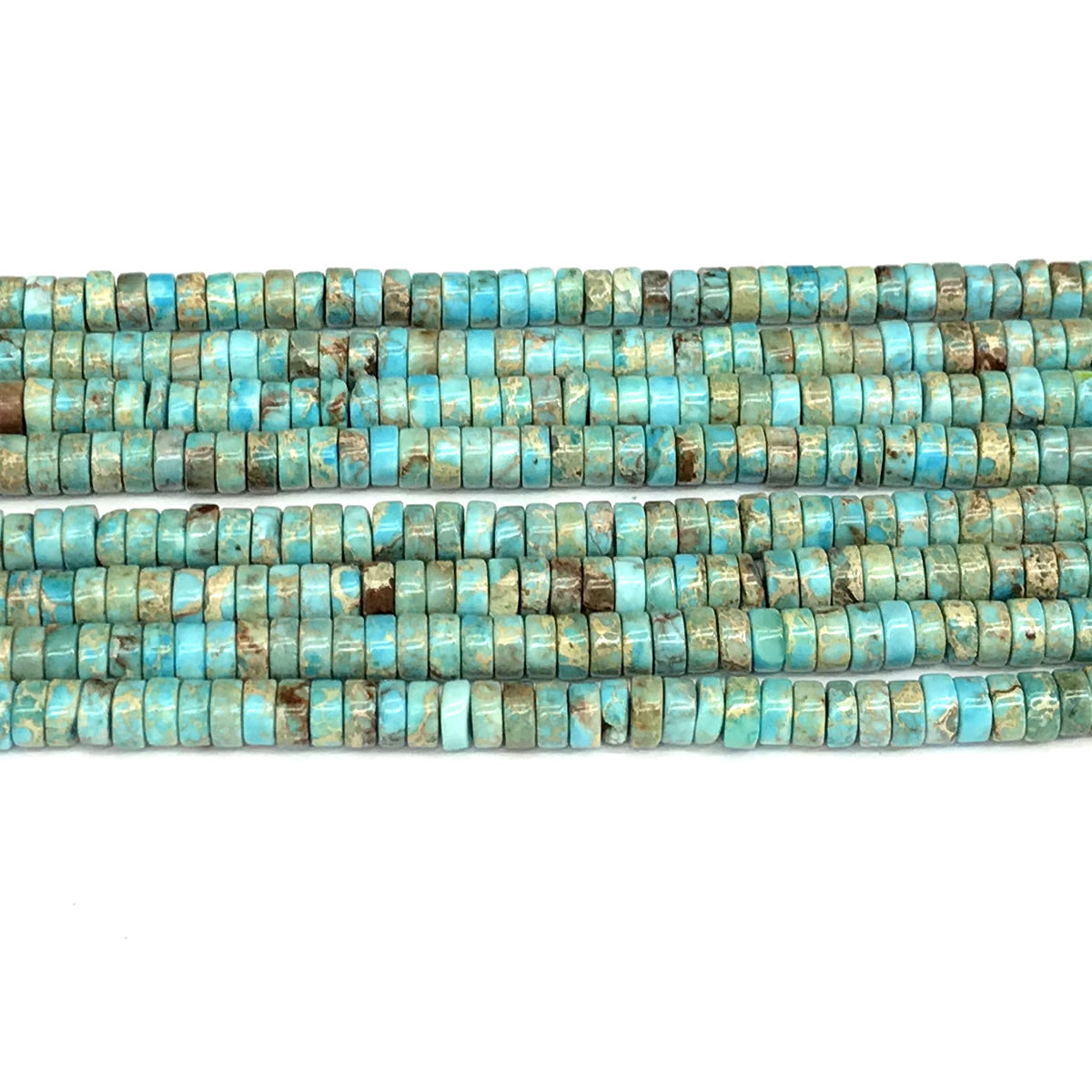 CJP610 Blue Sea Sediment Jasper Beads Smooth Heishi 3x4mm 15" Strand