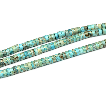 CJP611 Blue Sea Sediment Jasper Beads Smooth Heishi 3x6mm 15" Strand