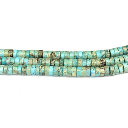 CJP611 Blue Sea Sediment Jasper Beads Smooth Heishi 3x6mm 15" Strand