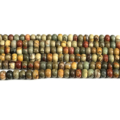 CJP616 Picasso Jasper Beads Smooth Rondelle 4x6mm 15" Strand