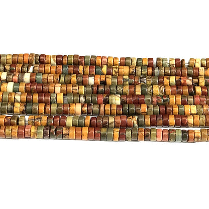 CJP620 Picasso Jasper Beads Smooth Heishi 2.5x4mm 15" Strand