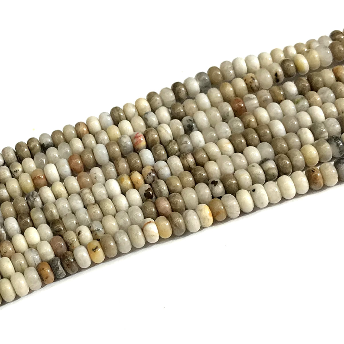 CJP638 Silver Leaf Jasper Beads Smooth Rondelle 4x6mm 15" Strand