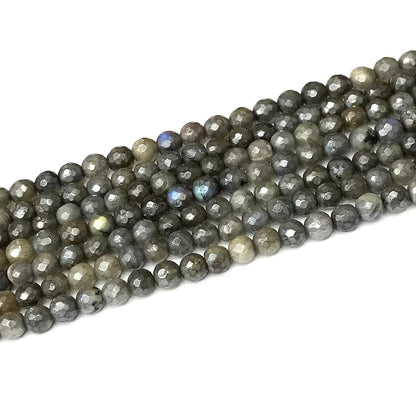 CLB115 Labradorite Beads Electroplated Faceted Round 6mm 15" Strand