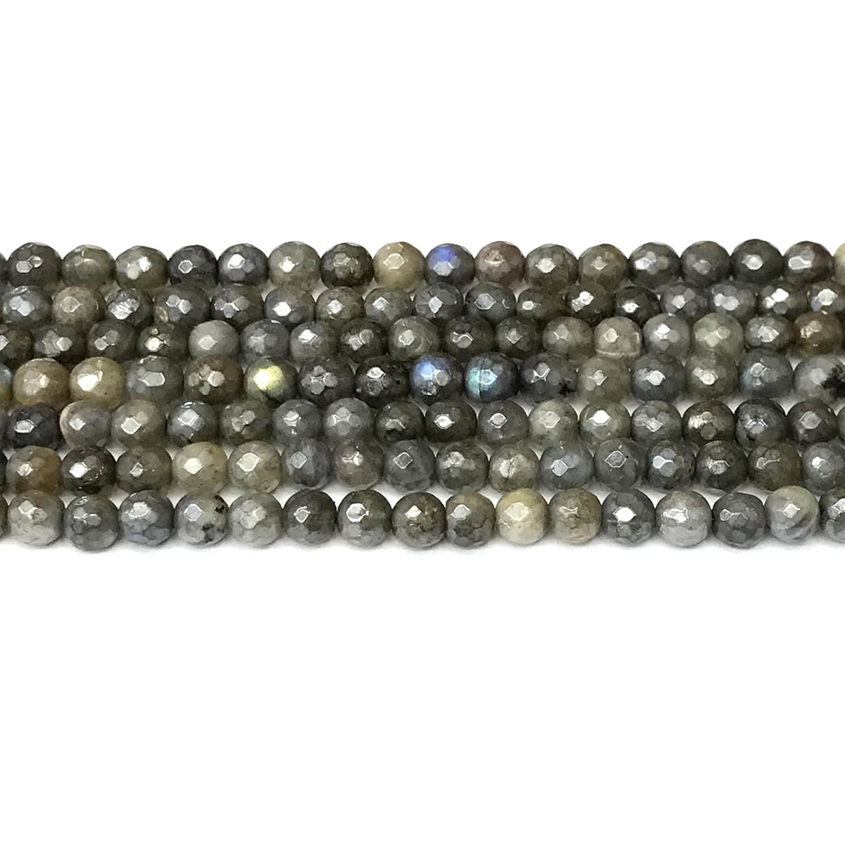 CLB115 Labradorite Beads Electroplated Faceted Round 6mm 15" Strand