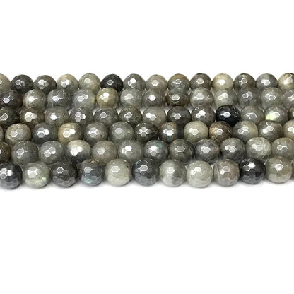 CLB116 Labradorite Beads Electroplated Faceted Round 8mm 15" Strand