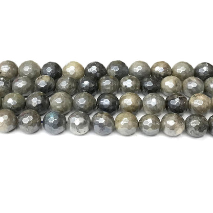 CLB118 Labradorite Beads Electroplated Faceted Round 12mm 15" Strand