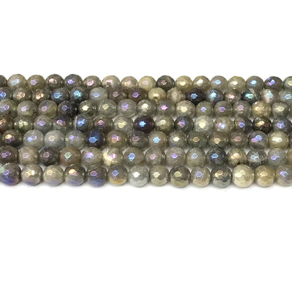 CLB120 Labradorite Beads AB-Color Electroplated Faceted Round 6mm 15" Strand