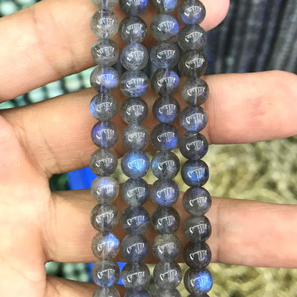 CLB143 Labradorite Gemstone Beads Smooth Round 6mm 15" Strand