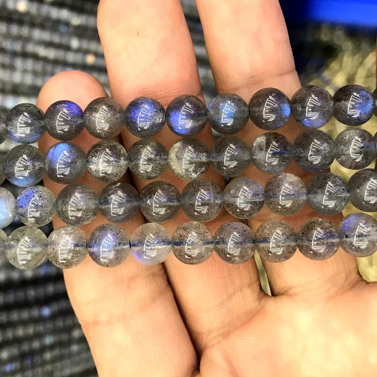 CLB144 Labradorite Gemstone Beads Smooth Round 8mm 15" Strand