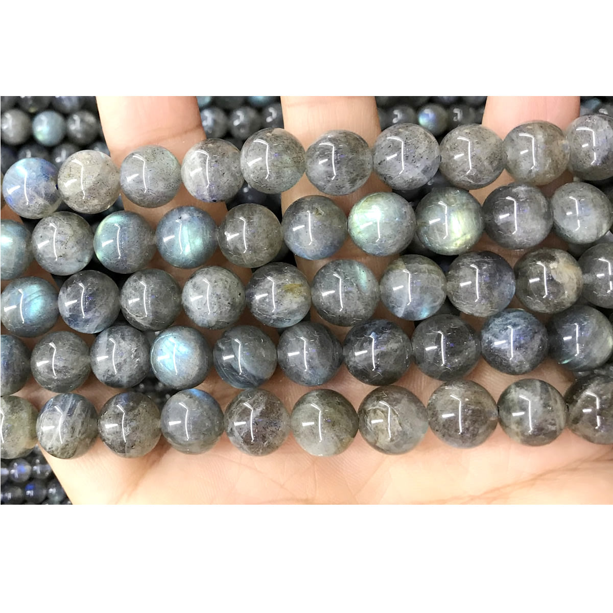 CLB93 Labradorite Gemstone Beads Smooth Round 10mm 15.5" Strand