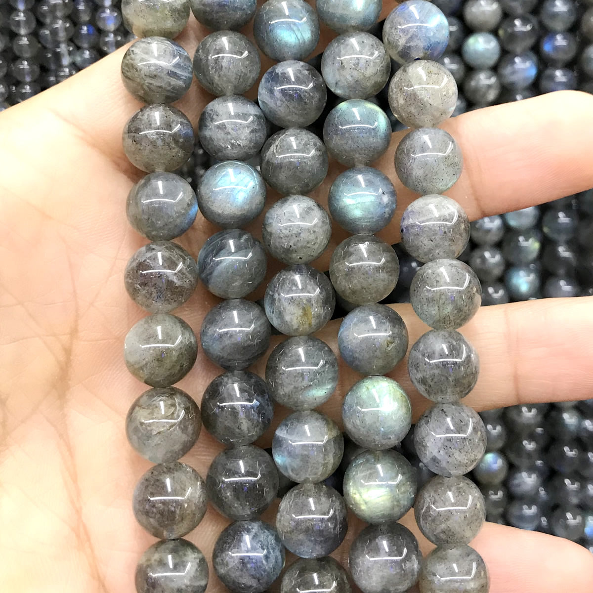 CLB93 Labradorite Gemstone Beads Smooth Round 10mm 15.5" Strand