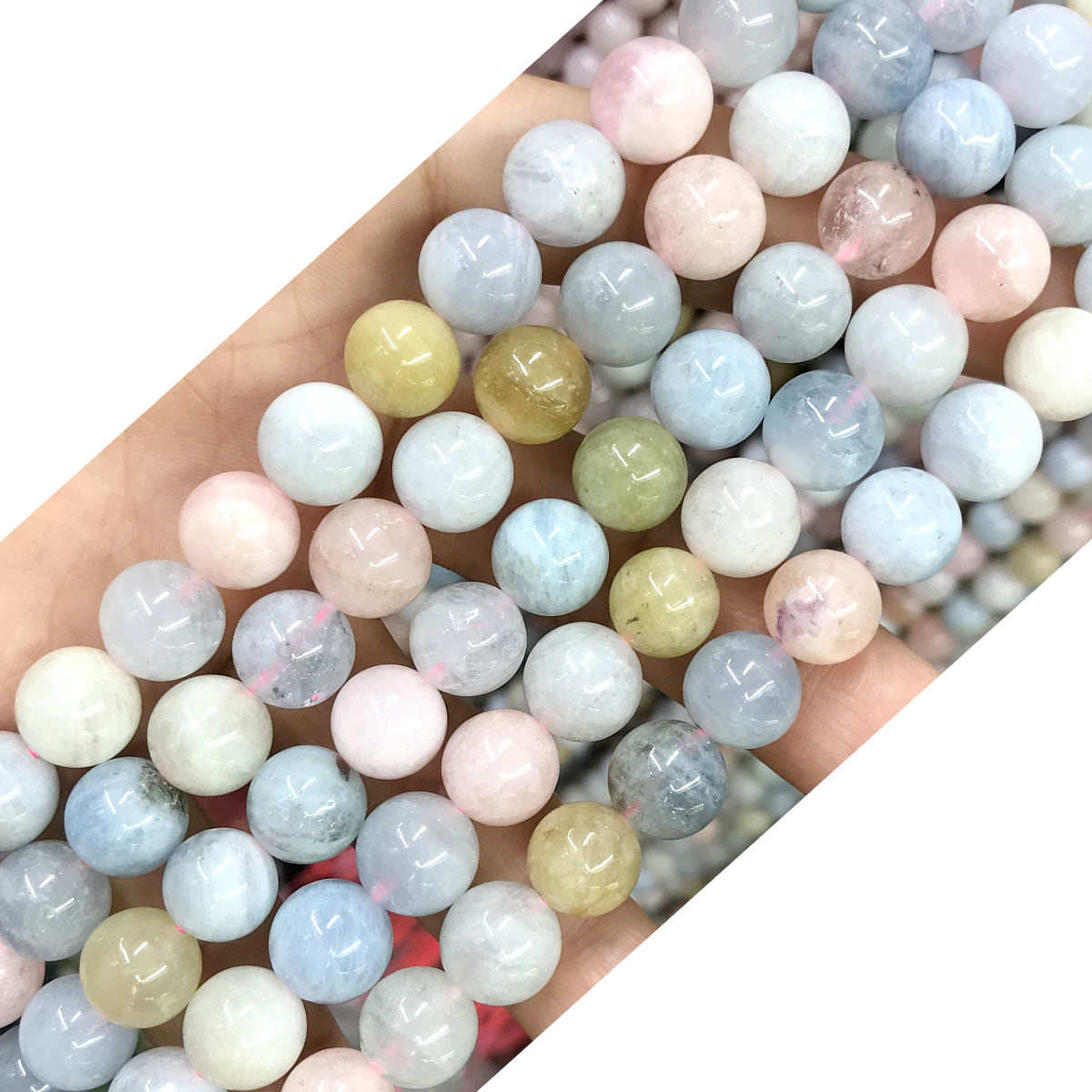 CMG11 Morganite Gemstone Beads Smooth Round 10mm 15.5" Strand