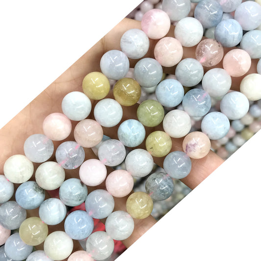 CMG11 Morganite Gemstone Beads Smooth Round 10mm 15.5" Strand