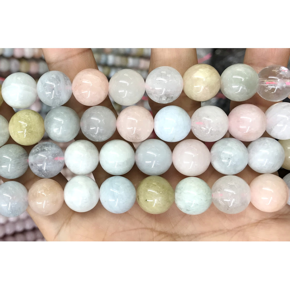 CMG12 Morganite Gemstone Beads Smooth Round 12mm 15" Strand