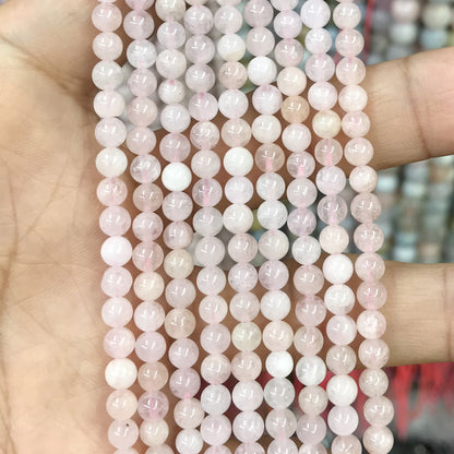 CMG15 Pink Morganite Gemstone Beads Smooth Round 4mm 15.5" Strand