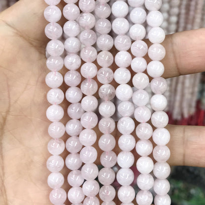 CMG16 Pink Morganite Gemstone Beads Smooth Round 6mm 15.5" Strand