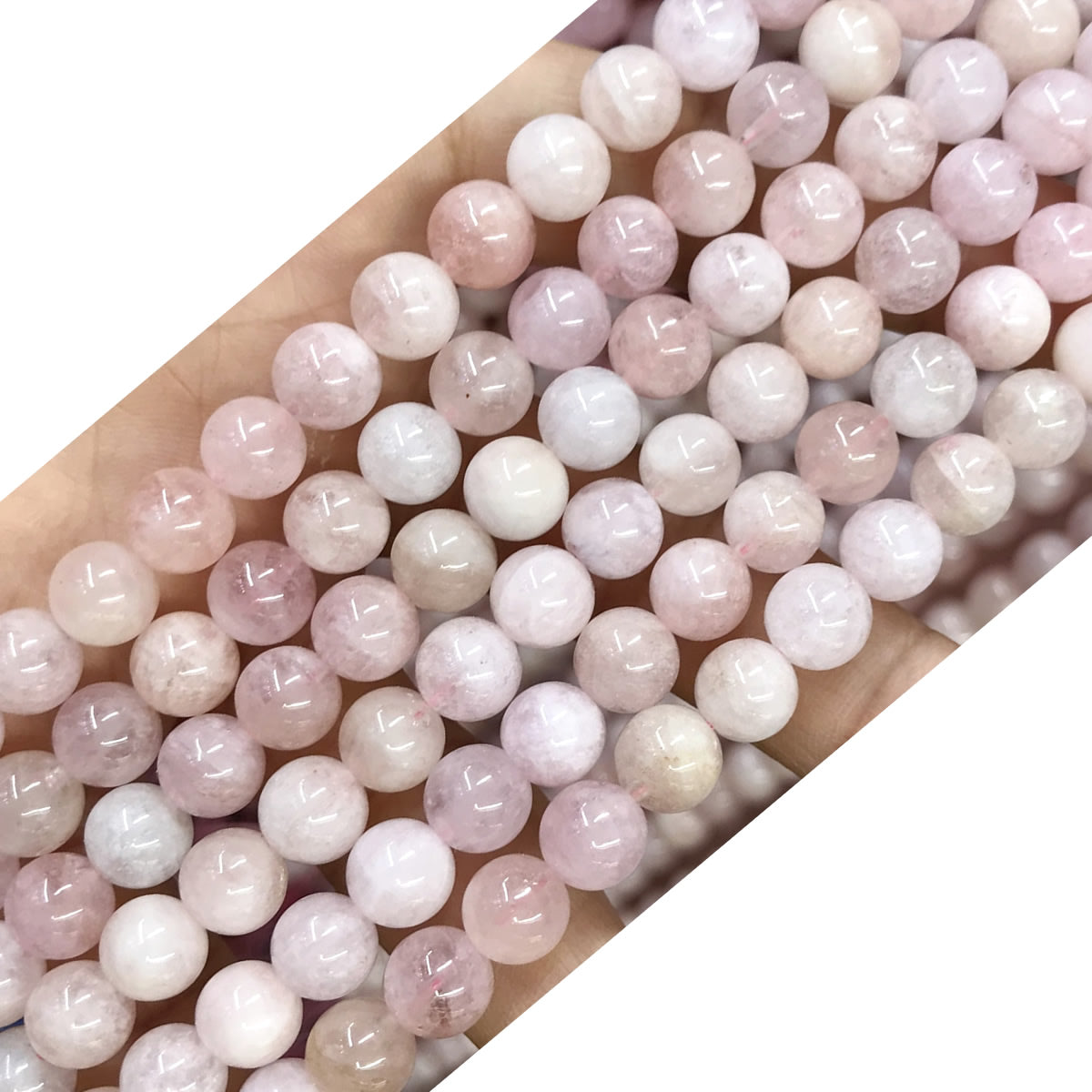 CMG17 Pink Morganite Gemstone Beads Smooth Round 8mm 15.5" Strand