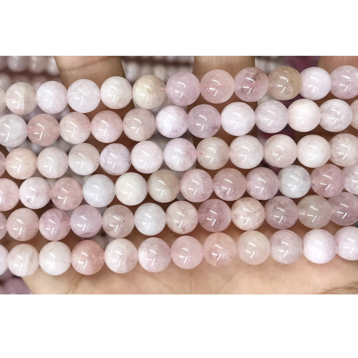 CMG17 Pink Morganite Gemstone Beads Smooth Round 8mm 15.5" Strand