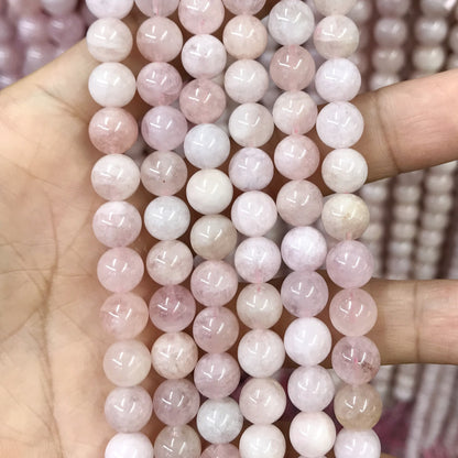 CMG17 Pink Morganite Gemstone Beads Smooth Round 8mm 15.5" Strand