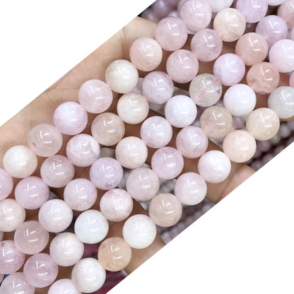 CMG18 Pink Morganite Gemstone Beads Smooth Round 10mm 15.5" Strand