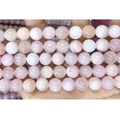 CMG18 Pink Morganite Gemstone Beads Smooth Round 10mm 15.5" Strand