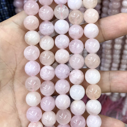 CMG18 Pink Morganite Gemstone Beads Smooth Round 10mm 15.5" Strand