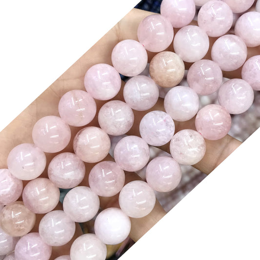 CMG19 Pink Morganite Gemstone Beads Smooth Round 12mm 15" Strand