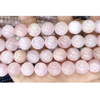 CMG19 Pink Morganite Gemstone Beads Smooth Round 12mm 15" Strand