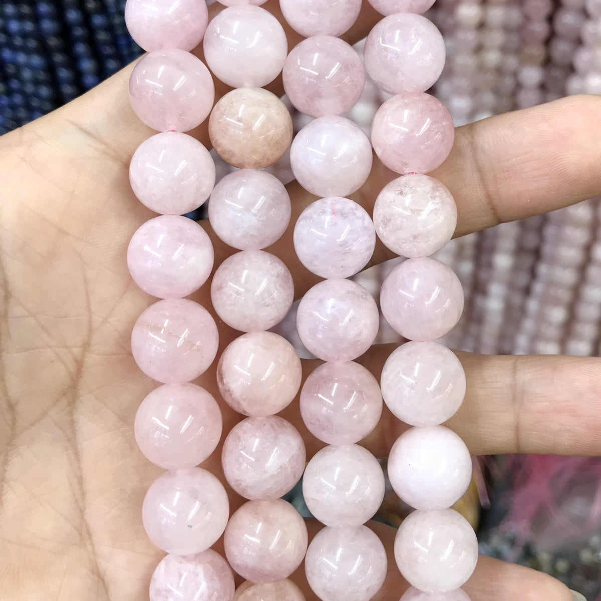 CMG19 Pink Morganite Gemstone Beads Smooth Round 12mm 15" Strand