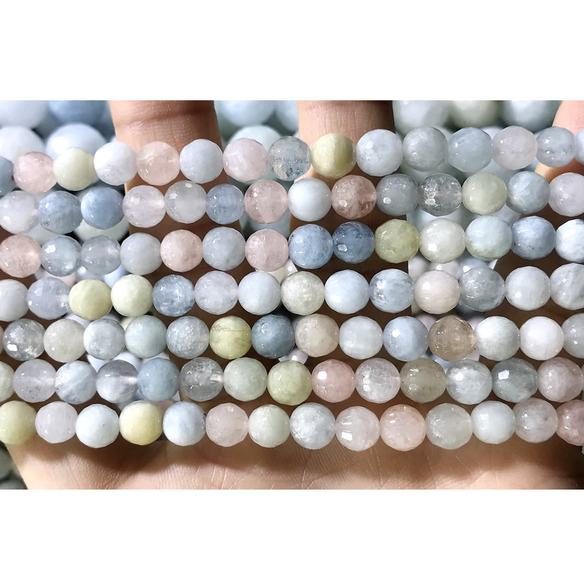 CGM25 Morganite Gemstone Beads Faceted Round 6mm 15.5" Strand