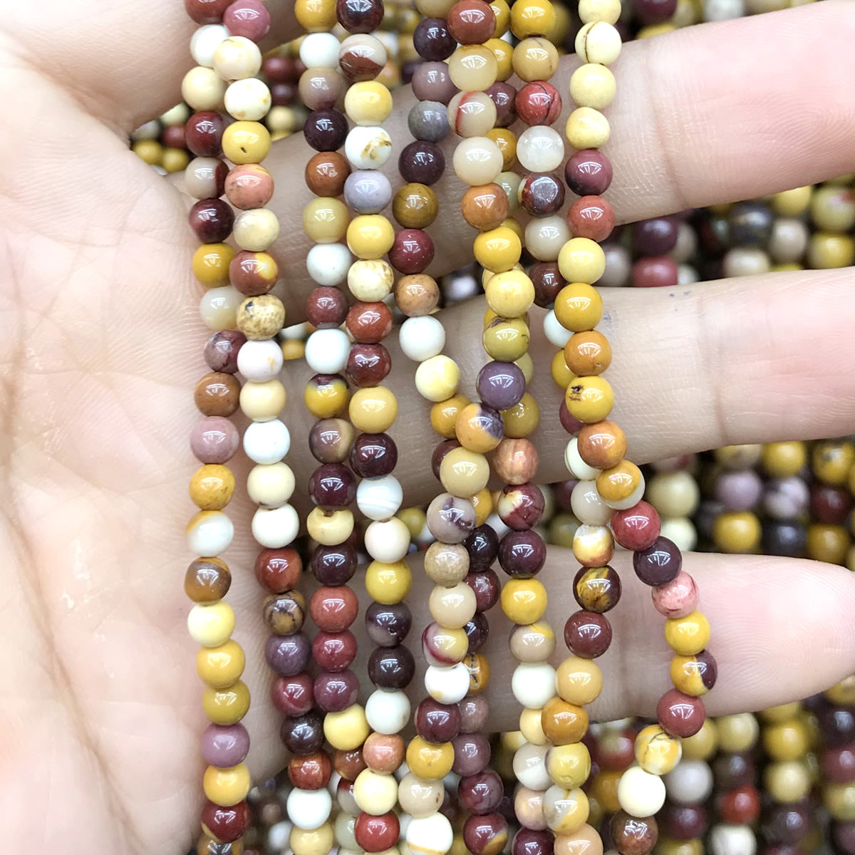 CMK18 Mookaite Gemstone Beads Smooth Round 4mm 15" Strand