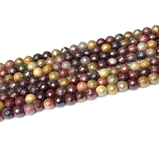 CMK30 Mookaite Beads Electroplated Faceted Round 6mm 15" Strand