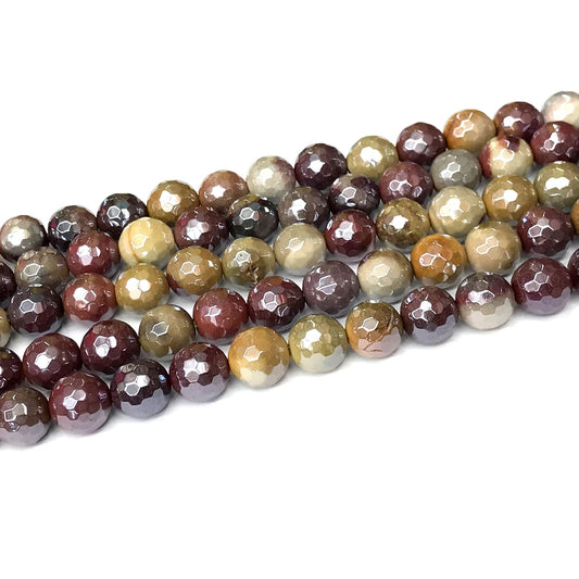 CMK32 Mookaite Beads Electroplated Faceted Round 10mm 15" Strand