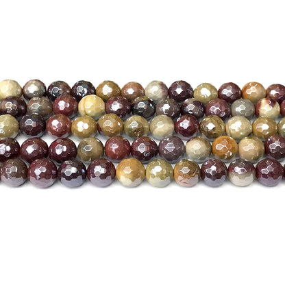 CMK32 Mookaite Beads Electroplated Faceted Round 10mm 15" Strand