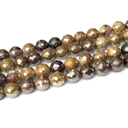 CMK33 Mookaite Beads Electroplated Faceted Round 12mm 15" Strand