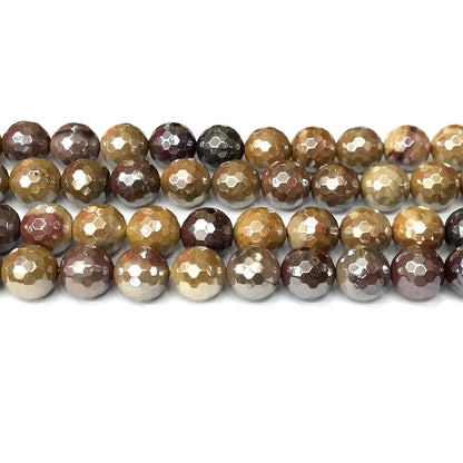 CMK33 Mookaite Beads Electroplated Faceted Round 12mm 15" Strand