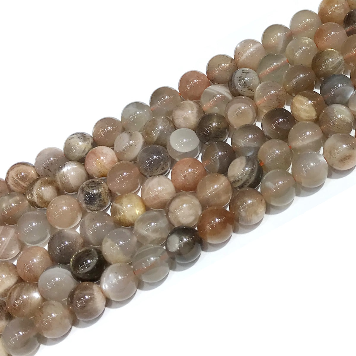 CMS104 Moonstone Gemstone Beads Smooth Round 8mm 15" Strand