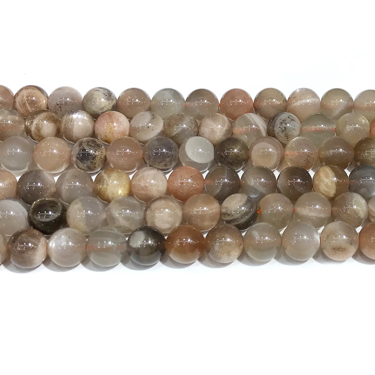 CMS104 Moonstone Gemstone Beads Smooth Round 8mm 15" Strand