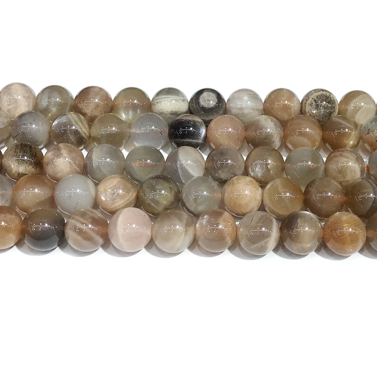 CMS105 Moonstone Gemstone Beads Smooth Round 10mm 15" Strand