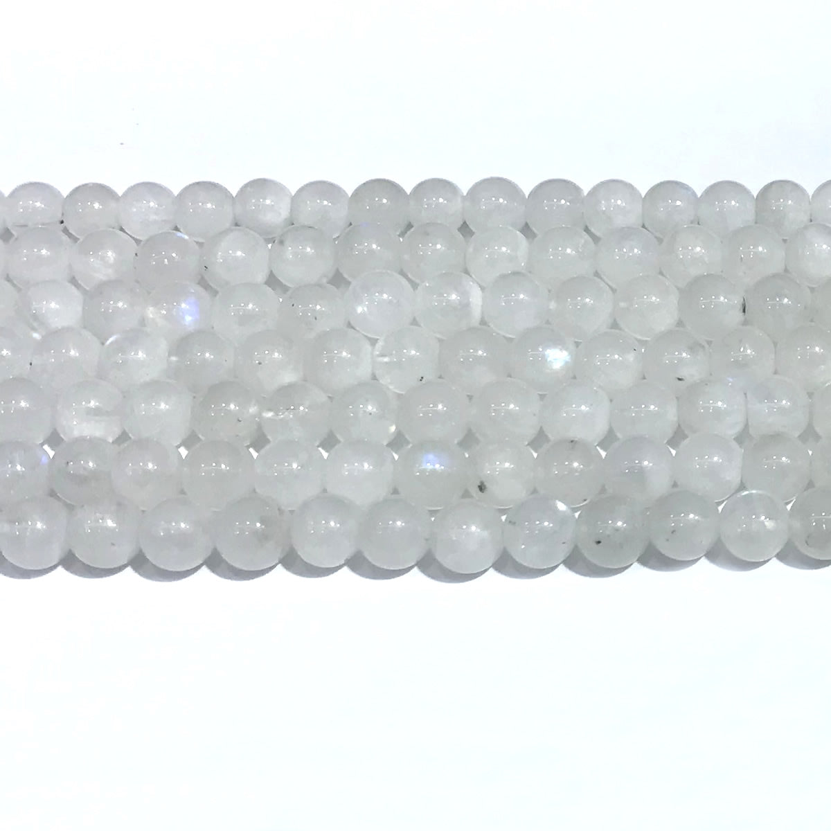 CMS108 White Moonstone Beads Smooth Round 6mm 15" Strand