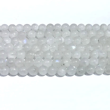 CMS108 White Moonstone Beads Smooth Round 6mm 15" Strand