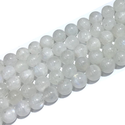 CMS110 White Moonstone Beads Smooth Round 10mm 15" Strand