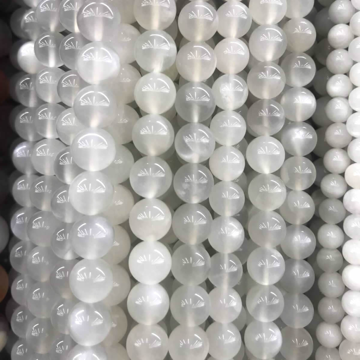 CMS115 White Moonstone Beads Smooth Round 6mm 15" Strand