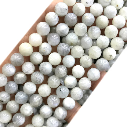 CMS131 White Moonstone Beads Smooth Round 8mm 15" Strand