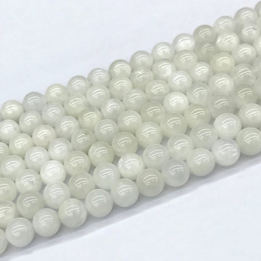 CMS135 White Moonstone Beads Smooth Round 6mm 15" Strand