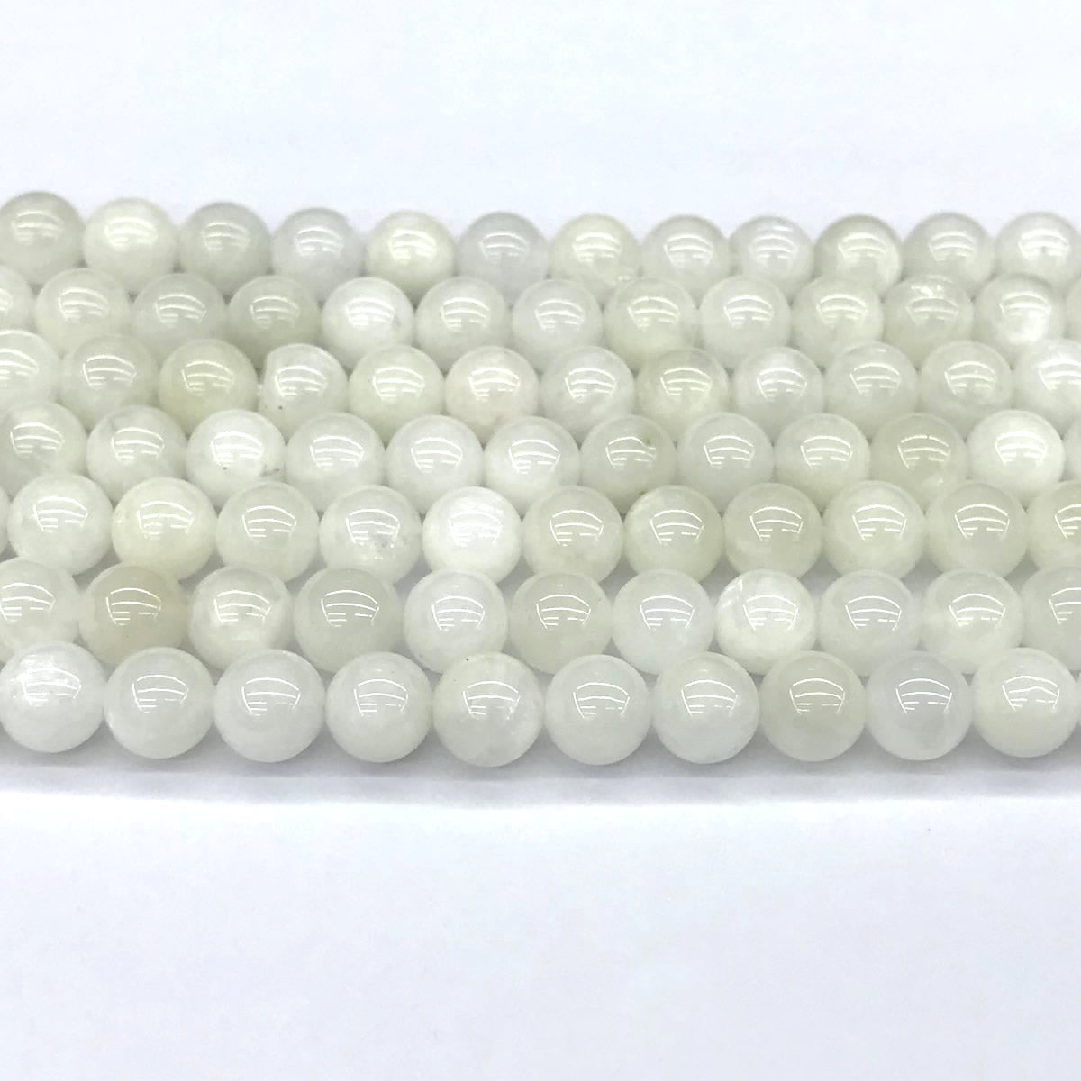 CMS135 White Moonstone Beads Smooth Round 6mm 15" Strand