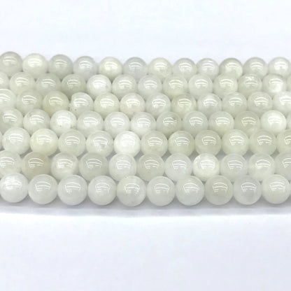 CMS135 White Moonstone Beads Smooth Round 6mm 15" Strand