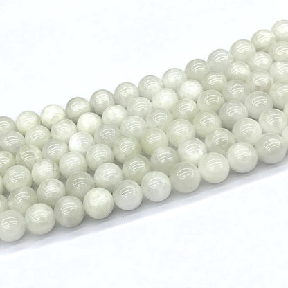 CMS136 White Moonstone Beads Smooth Round 8mm 15" Strand